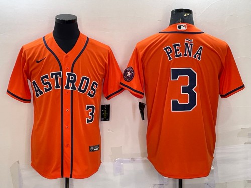 Toddler Houston Astros #3 Jeremy Peña Orange With Patch Stitched Baseball Jersey Toddler Houston Astros #3 Jeremy Peña Orange With Patch Stitched Baseball Jersey